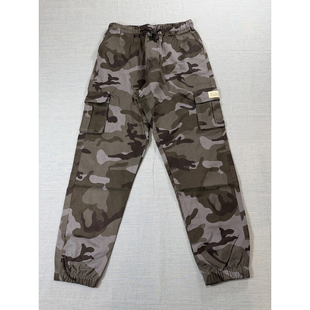 Hey 1980 Camo Cargo Jogger Pants Grey Green Camouflage Mens 3XL Elastic Waist